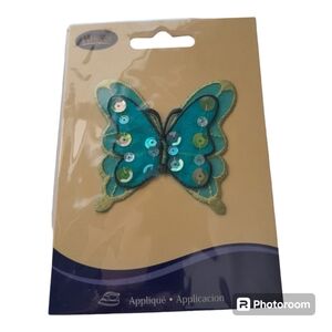 Embroidered Butterfly Iron On Applique with Sequins